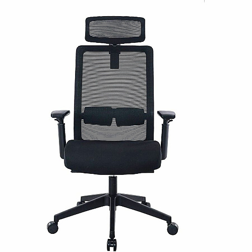 Boss Mesh Chair with Headrest Molded Foam Seat Material - Mesh Back Material - 5-star Base - Black - Mesh, Fabric - Armrest - 1 Each (6036HR)