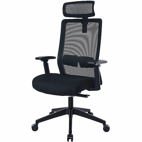 Boss Mesh Chair with Headrest Molded Foam Seat Material - Mesh Back Material - 5-star Base - Black - Mesh, Fabric - Armrest - 1 Each (6036HR)