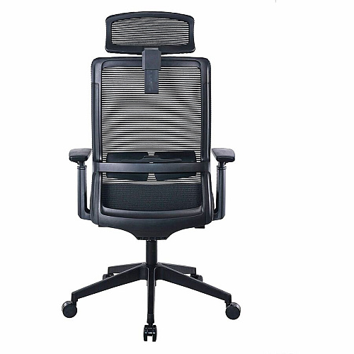 Boss Mesh Chair with Headrest Molded Foam Seat Material - Mesh Back Material - 5-star Base - Black - Mesh, Fabric - Armrest - 1 Each (6036HR)