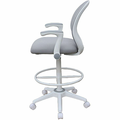 Boss Mesh Flip-Arm Stool Gray Seat Color - Foam, Fabric Seat Material - Gray Back Color - Mesh Back Material - White Frame Color - 5-star Base - Gray - Mesh, Fabric - Armrest - 1 Each (1676WTGY)
