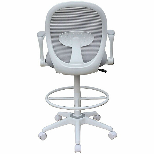 Boss Mesh Flip-Arm Stool Gray Seat Color - Foam, Fabric Seat Material - Gray Back Color - Mesh Back Material - White Frame Color - 5-star Base - Gray - Mesh, Fabric - Armrest - 1 Each (1676WTGY)