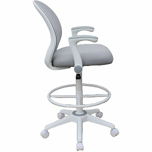 Boss Mesh Flip-Arm Stool Gray Seat Color - Foam, Fabric Seat Material - Gray Back Color - Mesh Back Material - White Frame Color - 5-star Base - Gray - Mesh, Fabric - Armrest - 1 Each (1676WTGY)