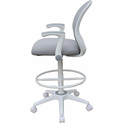 Boss Mesh Flip-Arm Stool Gray Seat Color - Foam, Fabric Seat Material - Gray Back Color - Mesh Back Material - White Frame Color - 5-star Base - Gray - Mesh, Fabric - Armrest - 1 Each (1676WTGY)