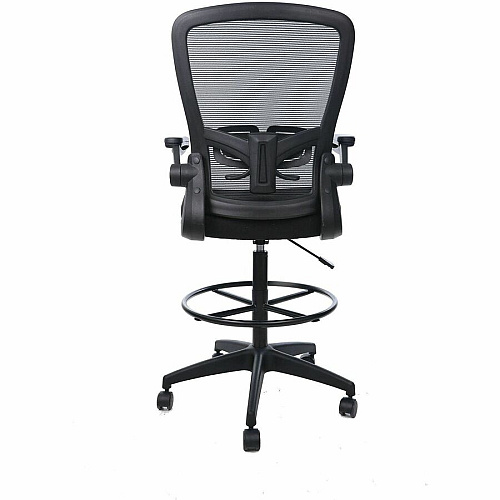 Boss Mesh Flip-Arm Stool Black Seat Color - Fabric, Foam Seat Material - Black Back Color - Mesh Back Material - Black Frame Color - 5-star Base - Black - Mesh, Fabric, Chrome - Armrest - 1 Each (16366BKBK)