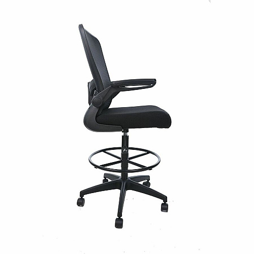 Boss Mesh Flip-Arm Stool Black Seat Color - Fabric, Foam Seat Material - Black Back Color - Mesh Back Material - Black Frame Color - 5-star Base - Black - Mesh, Fabric, Chrome - Armrest - 1 Each (16366BKBK)