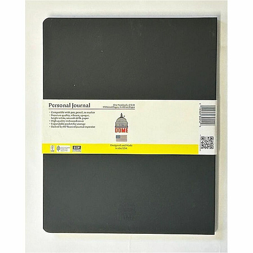 Dome Personal Journal - 8?10 Inch Softcover Black Lined Journal Notebook (30012)