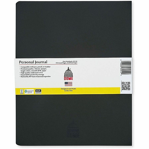 Dome Personal Journal - 8?10 Inch Softcover Black Lined Journal Notebook (30012)