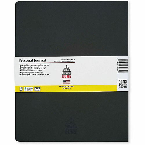 Dome Personal Journal - 8?10 Inch Softcover Black Lined Journal Notebook (30012)