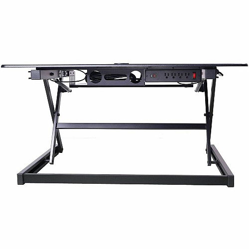 Rocelco DADRB-40-ACUSB Sit-to-Standing Desk Riser and Converter 40" Width - Desktop - Black - For Multipurpose - Adjustable Height, Grommet, Keyboard Tray - 1 Each (RDADRB40ACUS)