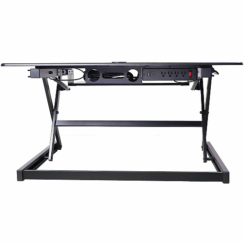Rocelco DADRB-40-ACUSB Sit-to-Standing Desk Riser and Converter 40" Width - Desktop - Black - For Multipurpose - Adjustable Height, Grommet, Keyboard Tray - 1 Each (RDADRB40ACUS)