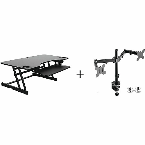 Rocelco R ADRB-45-DM2 Standing Desk Converter Bundle