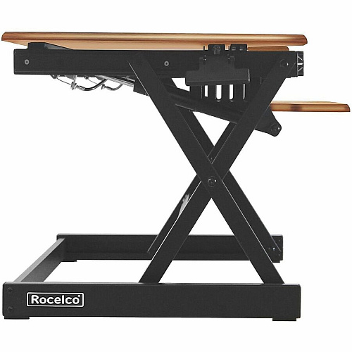 Rocelco R DADBR-40 Height-Adjustable Sit-to-Standing Desk Riser 40 lb Load Capacity - 20" Height x 40" Width x 23.60" Depth - Desktop - Teak - For Monitor, Notebook, Keyboard - Adjustable Height, Keyboard Tray, Scratch Resistant - 1 Each (RDADRT40)