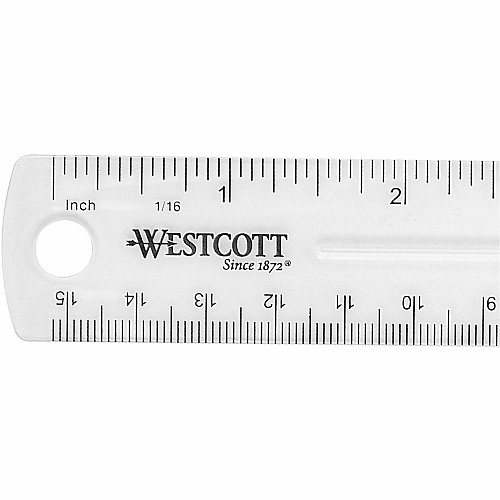 Westcott Shatterproof Plastic Ruler (45016BX)