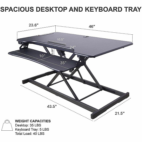 Rocelco R EDRB-46-DM2 Electric Desk Riser Bundle