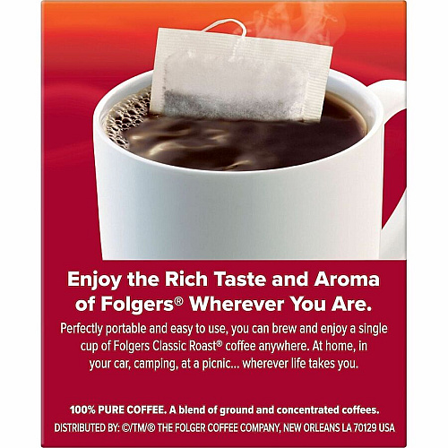Folgers&reg; Bag, Instant, Packet Singles Medium-Roast Coffee Bags (81121)