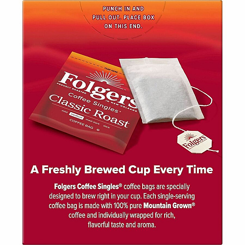 Folgers&reg; Bag, Instant, Packet Singles Medium-Roast Coffee Bags (81121)