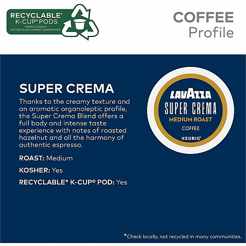 Lavazza K-Cup, Pod, Ground Super Crema K-Cup Coffee Pods (0911)