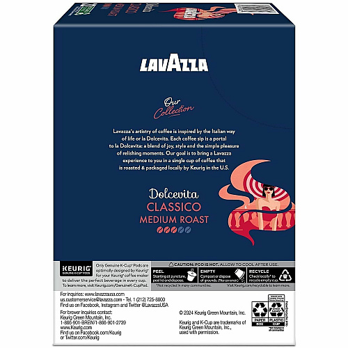 Lavazza K-Cup, Pod, Ground Dolcevita Classico K-Cup Coffee Pods (0433)