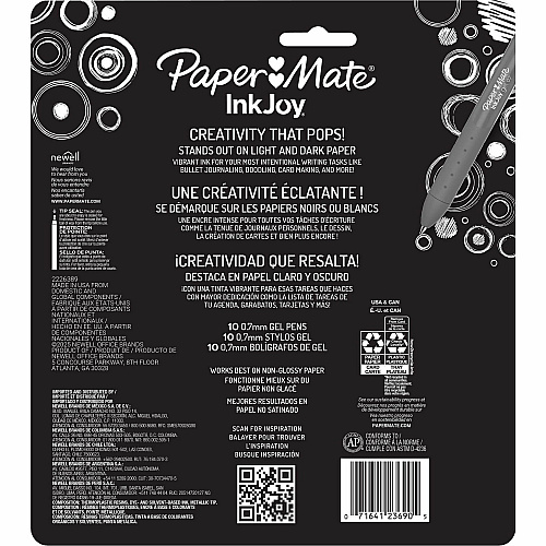 Paper Mate InkJoy Gel Pens 0.7 mm Pen Point - Retractable - Assorted Ink - Gel-based - Writing, Home, Journaling - 10 / Pack (2226119)