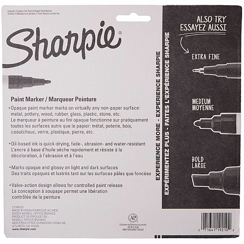 Sharpie Oil-Based Paint Markers Erasable - Assorted Ink - Oil Based - School, Project, Glass - 8 / Pack (2144007)
