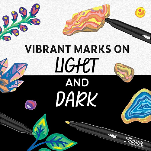 Sharpie Creative Markers Assorted Ink - Water Based, Acrylic Based - Glass, Art, Coloring - 2 / Pack (2209913)