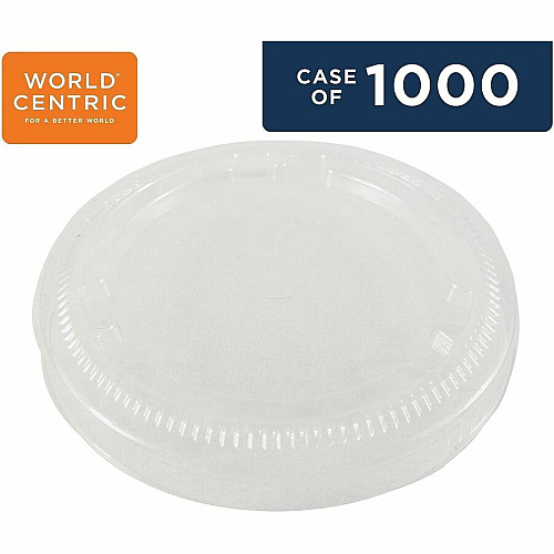 World Centric 12oz-22oz Clear Cold Cup Lids Round - Polylactic Acid (PLA) - Clear - 50/Pack - 20 / Carton (CULCS12F)