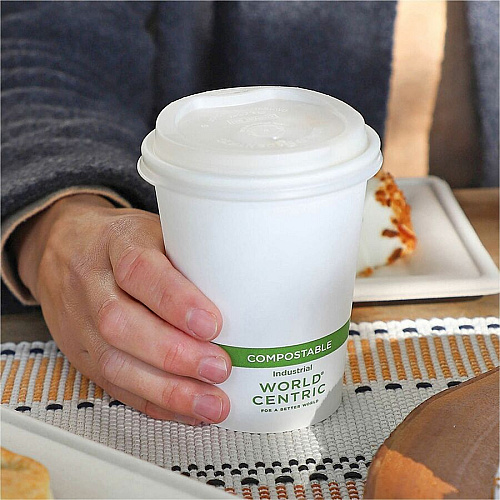 World Centric 12oz-22oz Clear Cold Cup Lids Round - Polylactic Acid (PLA) - Clear - 50/Pack - 20 / Carton (CULCS12F)