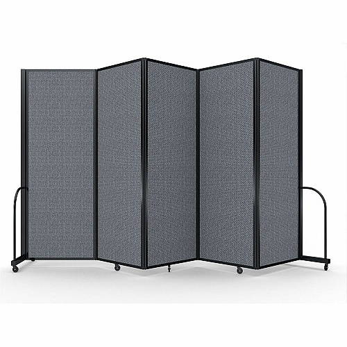 Screenflex Portable Partitions Full Motion Room Dividers 5 Panels - 14.1 ft Width x 90" Height - Steel Frame - Fabric, Polyester - Gray - 1 Each (FSH765BDG)