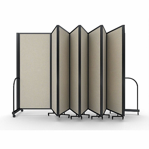 Screenflex Portable Partitions Full Motion Room Dividers 9 Panels - 25.1 ft Width x 82" Height - Steel Frame - Fabric, Polyester - Sand - 1 Each (FSH6109BSND)