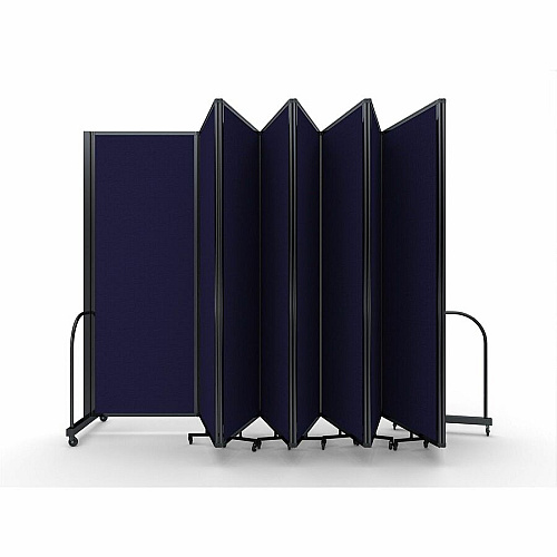 Screenflex Portable Partitions Full Motion Room Dividers 9 Panels - 25.1 ft Width x 90" Height - Steel Frame - Fabric, Polyester - Navy - 1 Each (FSH769BDV)