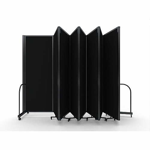 Screenflex Portable Partitions Full Motion Room Dividers 9 Panels - 25.1 ft Width x 90" Height - Steel Frame - Fabric, Polyester - Black - 1 Each (FSH769BDX)