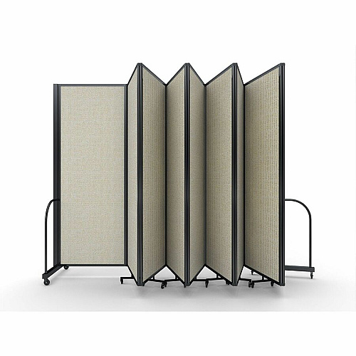 Screenflex Portable Partitions Full Motion Room Dividers 9 Panels - 25.1 ft Width x 90" Height - Steel Frame - Fabric, Polyester - Sand - 1 Each (FSH769BSND)