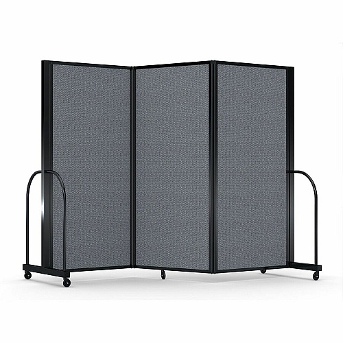 Screenflex Portable Partitions Full Motion Room Dividers 3 Panels - 103" Width x 72" Height - Steel Frame - Fabric, Polyester - Stone - 1 Each (FSH603BDG)