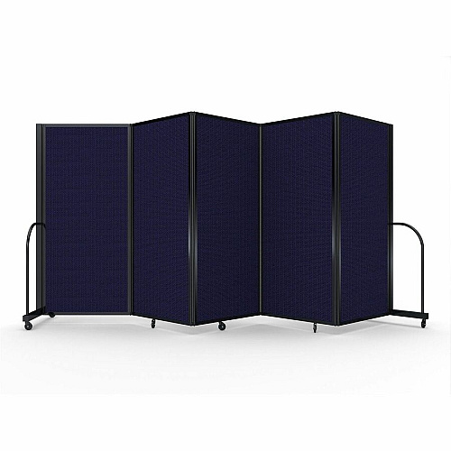 Screenflex Portable Partitions Full Motion Room Dividers 5 Panels - 14.1 ft Width x 72" Height - Steel Frame - Fabric, Polyester - Navy - 1 Each (FSH605BDV)