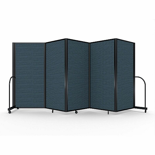 Screenflex Portable Partitions Full Motion Room Dividers 5 Panels - 14.1 ft Width x 72" Height - Steel Frame - Fabric, Polyester - Blue - 1 Each (FSH605BDB)