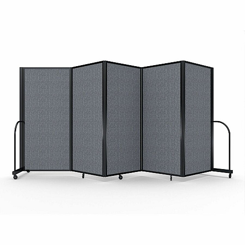 Screenflex Portable Partitions Full Motion Room Dividers 5 Panels - 14.1 ft Width x 72" Height - Steel Frame - Fabric, Polyester - Gray - 1 Each (FSH605BDG)