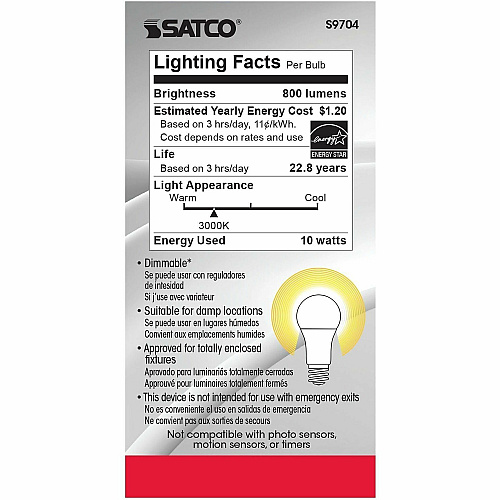 Satco A19 LED Frosted Bulb (S9704)