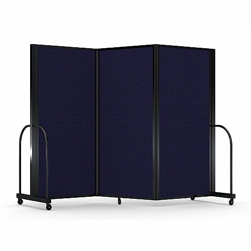 Screenflex Portable Partitions Full Motion Room Dividers 3 Panels - 103" Width x 72" Height - Steel Frame - Fabric, Polyester - Navy - 1 Each (FSH603BDV)