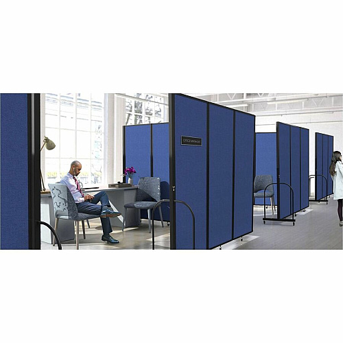Screenflex Portable Partitions Full Motion Room Dividers 3 Panels - 103" Width x 72" Height - Steel Frame - Fabric, Polyester - Black - 1 Each (FSH603BDX)
