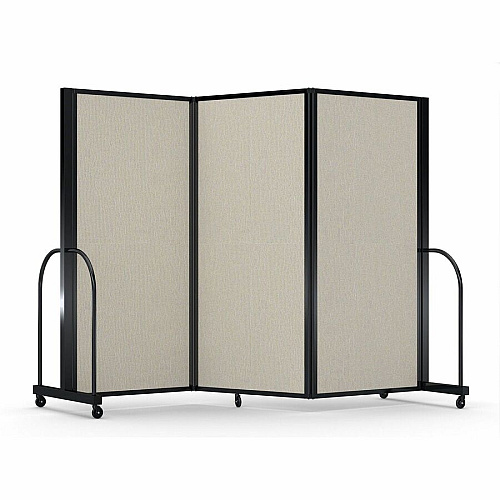 Screenflex Portable Partitions Full Motion Room Dividers 3 Panels - 103" Width x 72" Height - Steel Frame - Fabric, Polyester - Sand - 1 Each (FSH603BSND)