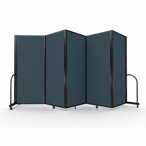Screenflex Portable Partitions Full Motion Room Dividers 5 Panels - 14.1 ft Width x 82" Height - Steel Frame - Fabric, Polyester - Blue - 1 Each (FSH6105BDB)