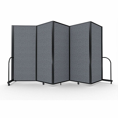 Screenflex Portable Partitions Full Motion Room Dividers 5 Panels - 14.1 ft Width x 82" Height - Steel Frame - Fabric, Polyester - Gray - 1 Each (FSH6105BDG)