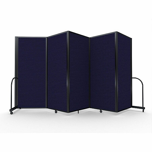 Screenflex Portable Partitions Full Motion Room Dividers 5 Panels - 14.1 ft Width x 82" Height - Steel Frame - Fabric, Polyester - Navy - 1 Each (FSH6105BDV)