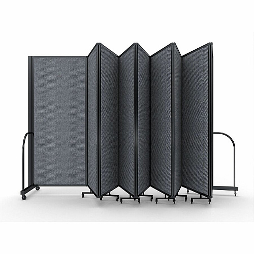 Screenflex Portable Partitions Full Motion Room Dividers 9 Panels - 25.1 ft Width x 82" Height - Steel Frame - Fabric, Polyester - Gray - 1 Each (FSH6109BDG)