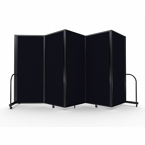 Screenflex Portable Partitions Full Motion Room Dividers 5 Panels - 14.1 ft Width x 82" Height - Steel Frame - Fabric, Polyester - Black - 1 Each (FSH6105BDX)