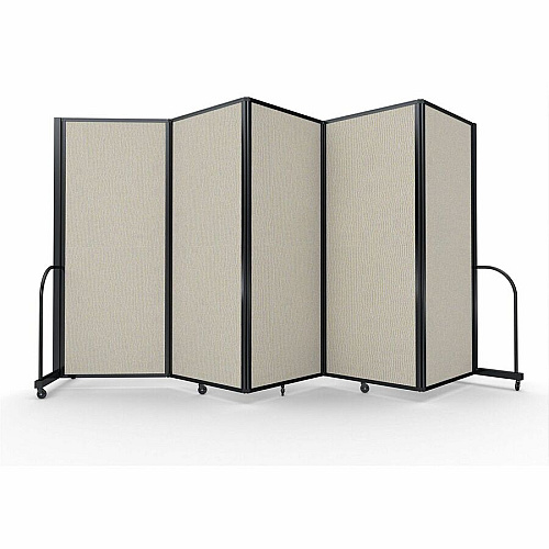 Screenflex Portable Partitions Full Motion Room Dividers 5 Panels - 14.1 ft Width x 82" Height - Steel Frame - Fabric, Polyester - Sand - 1 Each (FSH6105BSND)