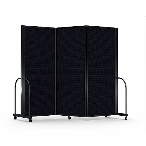 Screenflex Portable Partitions Full Motion Room Dividers 3 Panels - 103" Width x 82" Height - Steel Frame - Fabric, Polyester - Black - 1 Each (FSH6103BDX)