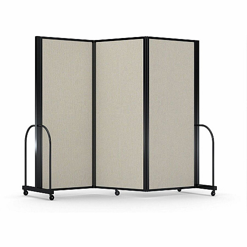 Screenflex Portable Partitions Full Motion Room Dividers 3 Panels - 103" Width x 82" Height - Steel Frame - Fabric, Polyester - Sand - 1 Each (FSH6103BSND)
