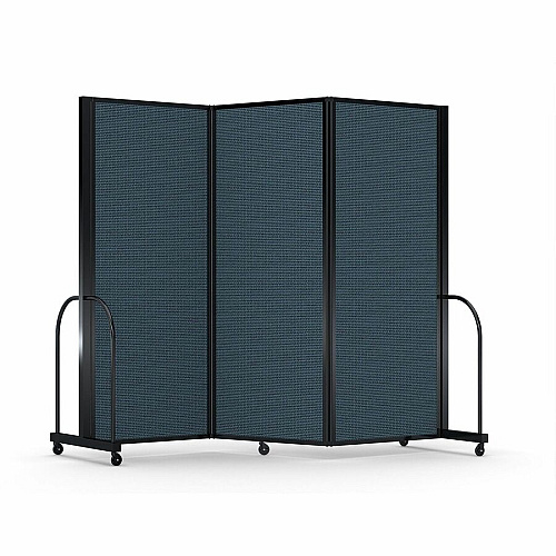 Screenflex Portable Partitions Full Motion Room Dividers 3 Panels - 103" Width x 82" Height - Steel Frame - Fabric, Polyester - Blue - 1 Each (FSH6103BDB)