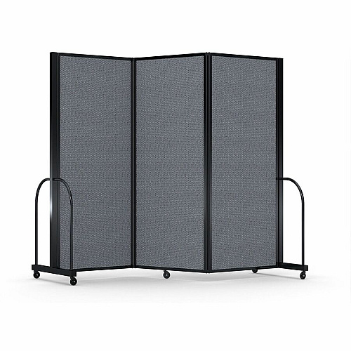 Screenflex Portable Partitions Full Motion Room Dividers 3 Panels - 103" Width x 82" Height - Steel Frame - Fabric, Polyester - Gray - 1 Each (FSH6103BDG)